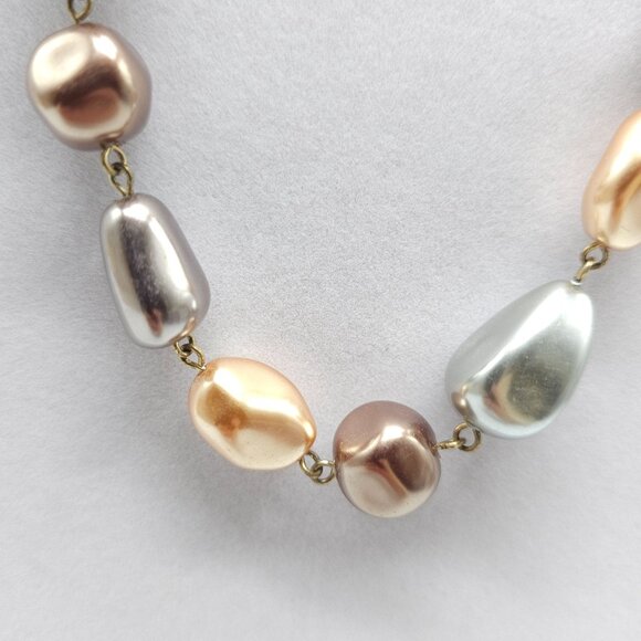 Dana Buchman Gold Tone Chain Necklace With Multicolor Faux Pearl Accents - Picture 3 of 5